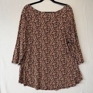 Ivy Rose Womens Animal Print Boat Neck Blouse Size 2XL Leopard Office Flowy